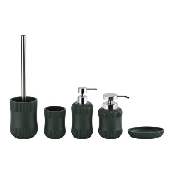 Buy cheap Dark Green Polyresin Bathroom Set Soap Dish Holder Countertop Set Belly Shape from wholesalers