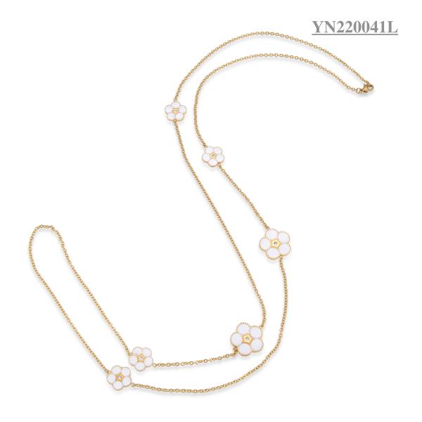 Buy cheap 65CM Stainless Steel Layered Necklace Stacking Flower Pendant Necklace from wholesalers