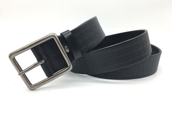Buy cheap Black 3.8cm Mens Casual Leather Belt With Square Pin Buckle from wholesalers