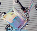 Clear Vinyl Neon Hue Mini Tote Bag, fashion handbag transparent clear neon PVC