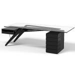 Office Room Carlo Mollino Table , Ash Wood Cavour Small Glass Writing Desk