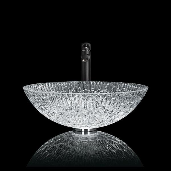 Round Hotel Crystal Wash Basins 130mm Artistic Glass Vessel Sink Bowl For Home