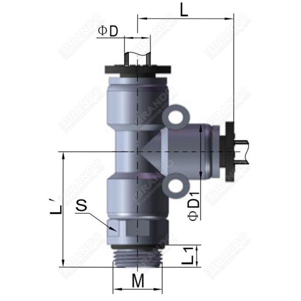PST Male Run Tee Plastic Pneumatic Hose Fittings 1/8'' 1/4'' 3/8'' 1/2''