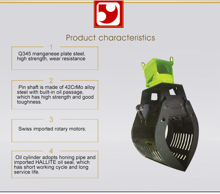 Buy BeiYi Waste Grapple Hydraulic Excavator Rotating Log Grapple for sales