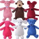 Pet Toy for Indoor Play Corduroy Dog Toys Animal Shape Plush Squeaky Chew Bite