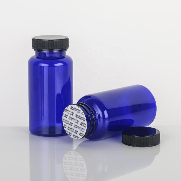 Buy cheap Wide Mouth Clear Blue Frosted Pill Supplement Capsules Empty Vitamin Plastic Bottle with Screw Cap Capsules Tablets PET Bottle from wholesalers