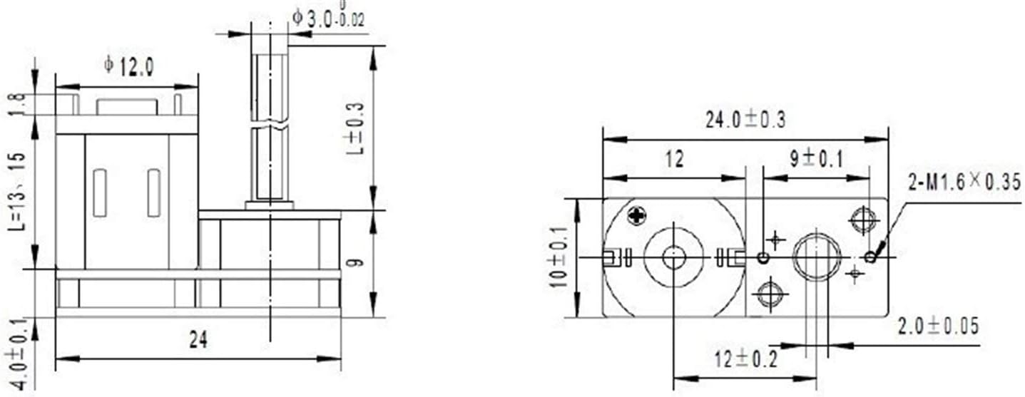 N20 Motor Gearbox DC Electric Lock Dimension 