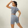 Buy cheap Short-sleeved yoga suit sexy high-waisted abs short-style yoga suit movement from wholesalers