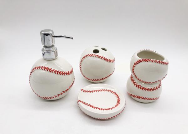 Buy cheap Sanitary Ware Baseball Bathroom Accessories Sets Hand Painted For Everyday Care from wholesalers