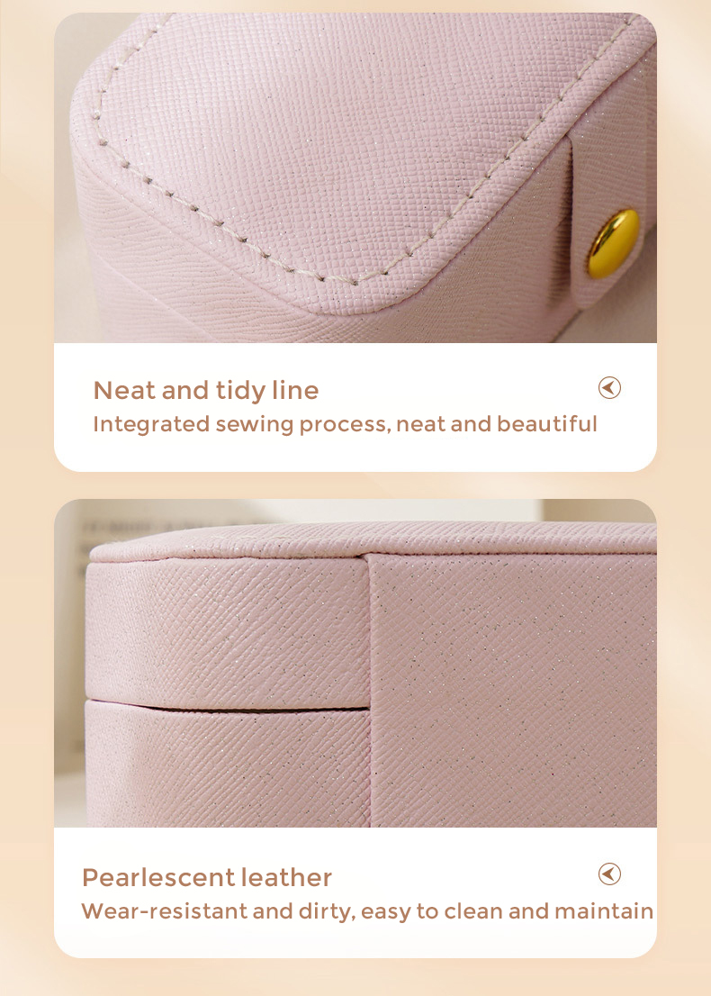 PU Leather Jewelry Storage Box Organizer For Rings Earrings And Lipstick In Place