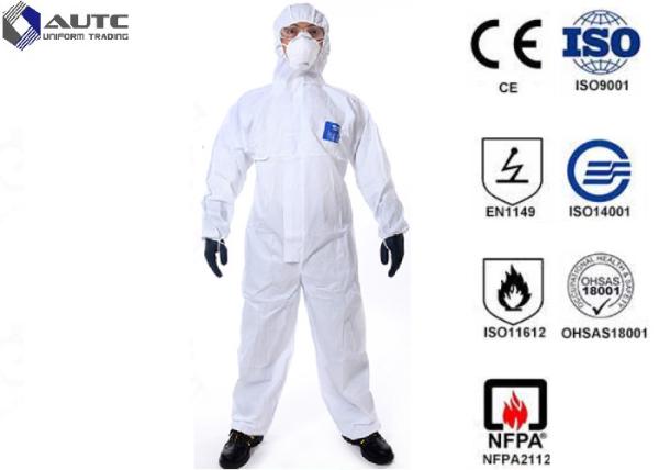 Buy cheap 3XL White PE Laminated Fabric With SMS Non-Woven Chemical Resistant Coveralls from wholesalers