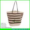 Buy cheap LDZS-047 striped beach bags leather shoulder straps paper straw crochet bag from wholesalers