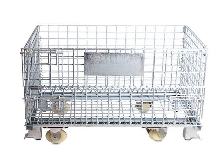 Heavy Duty Wire Mesh Container , Collapsible Wire Container Powder Coated