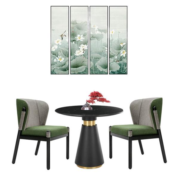 Quality Restaurant / Apartment Round Coffee Table With Marble Top And Metal Base for sale