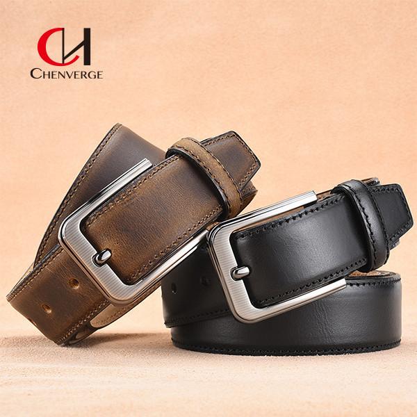 Buy cheap First Layer Cowhide Leather Belt Simple Needle Seven Level Electroplated Buckle from wholesalers