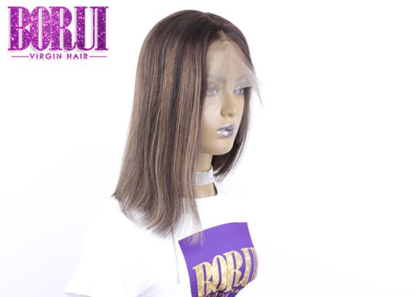 Buy cheap Silky Straight Colored Bob Wigs Pre Plucked With Baby Hair Mixed 100% Brazilian Hair from wholesalers