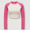 Buy cheap Autumn and Winter American Retro Color Contrast Long Sleeve Short Women′s T-Shirt Support Custom Logo from wholesalers