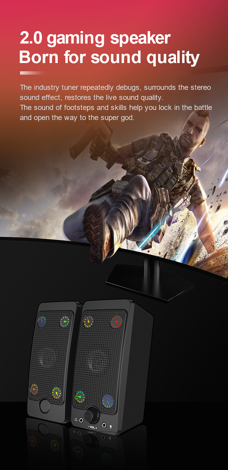 Smart EQ Sound 2.0 Stereo Speakers Anti Magnetic Bluetooth Gaming Speakers