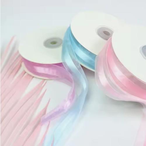 Polyester Double Face Organza Ribbon Roll 1 Inch Width for Wedding Craft Gift