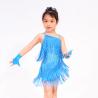 Buy cheap Spandex Blue Red Grape Latin Dance Recital Costumes With Fingerless Gloves from wholesalers