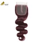 Virgin Ombre 99j Body Wave Human Hair Lace Closure With Baby Hair