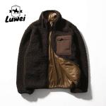 Winter Coat Polar Solid Color Stand Collar Zipper Utility Loose Long Sleeve