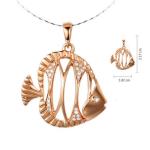 18K Rose Gold Lovely Fish Charm Pendant with Diamonds (GDN005)