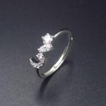 Personalized Jewelry Silver Cubic Zirconia Rings Korean Style With Double Heart