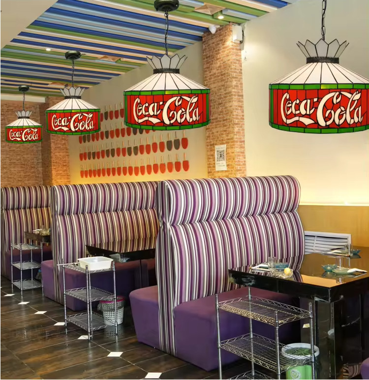 12" Retro Modern Ceiling Light Hanging Decorative Light Indoor Light Cafe Dining Room Stained Glass Pendant Light