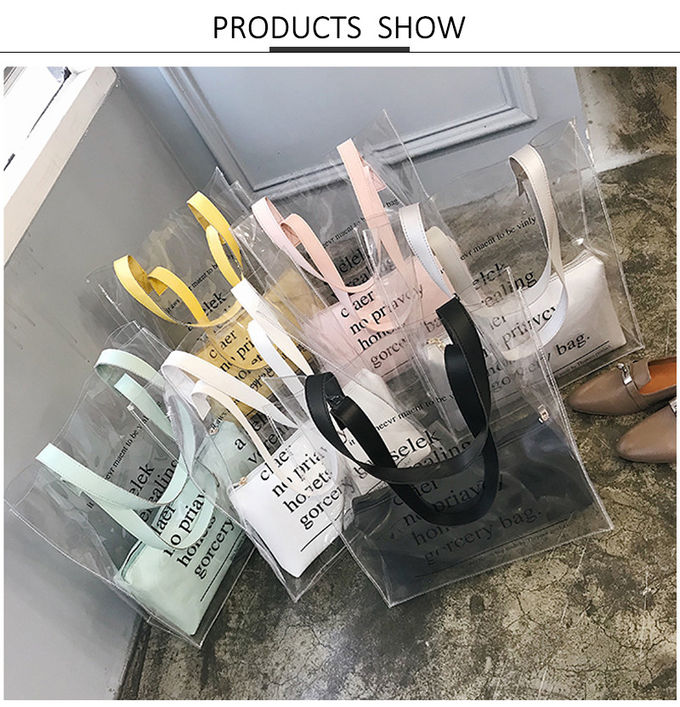 L33*D14*H40 Cm Reusable Custom Clear PVC Handbags