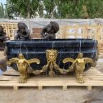 Black Stone Marble Bathroom Bathtub Medusa Bronze Brass Base Bathtubs Luxury