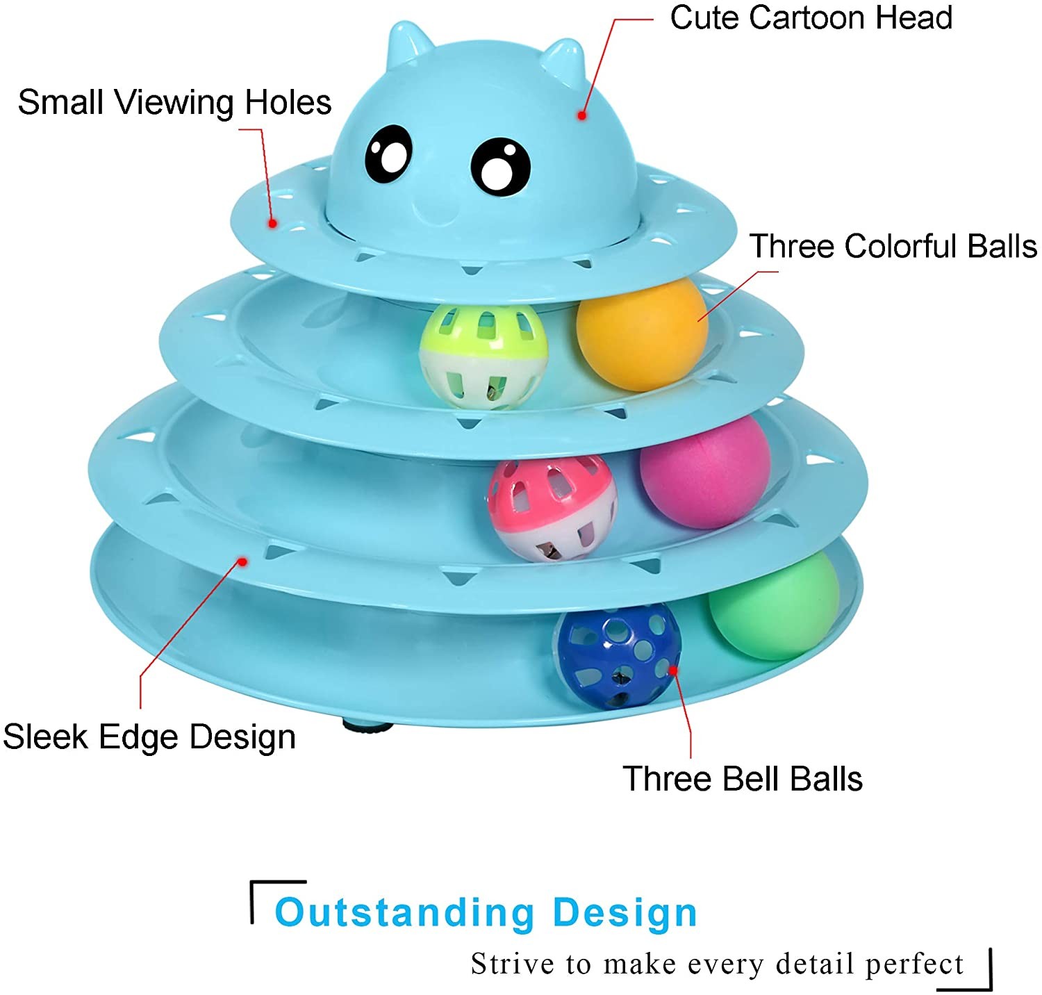 The best cat toys Roller 3-Level Turntable Balls with Six Colorful Balls Interactive for Cat Toy