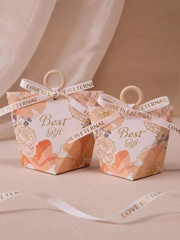 Pink European Type Fancy Paper Boxes Folding Food Candy Packaging For Wedding Gifts Party