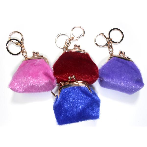 Buy cheap OEM 6x6.5CM Brass Plating Red Mini Purse Keychain With Short Fluffy from wholesalers