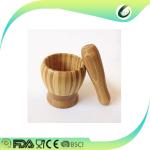 Bamboo Wooden Pestle Mortar , Wooden Garlic Crusher Herb & Spice Tools