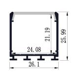 Silver Aluminum LED Strip Light Profile 26*26mm Suspended Mounted