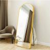 Buy cheap Aluminium Color Golden Arch Shape Bathroom Wall Mount Mirror with Brushed Metal Frame from wholesalers