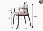 Brown Leather Upholstered Wood Restaurant Chair With Armrests