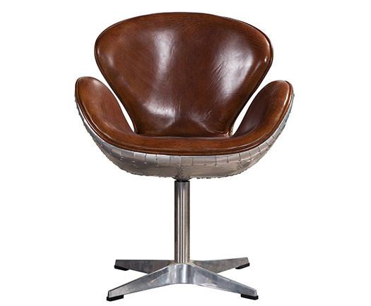 Buy cheap Brown,Black Vintage Retro Swan Retro Leather Swivel Chair With Aluminum Back Covered from wholesalers