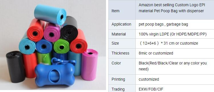 security factory sales biodegradable pet waste dog poop bag, Heavy Duty Custom Biodegradable PE Dog Poop Pet Waste Bags