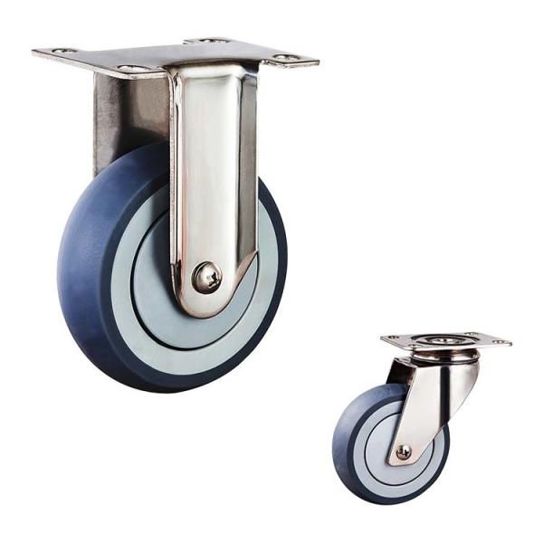 Buy cheap 4" Rustic Resistant Gray TPR Direction Plate Rigid 304SS Stainless Steel Casters For Hand Trolleys from wholesalers