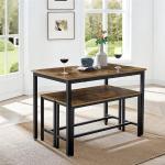 Dining Table with 2 Benches, Industrial Dining Table Set, Dining Table, Dining