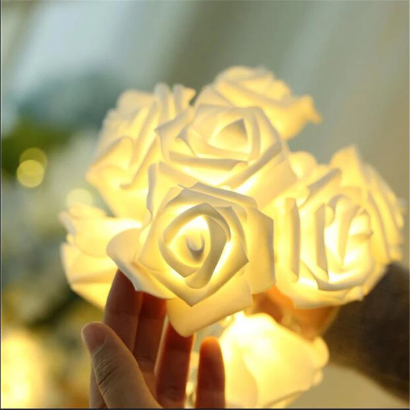 1.5M 10LED Artificial Rose Flower Garland String Light LED Fairy Lights Valentine's Day Wedding Christmas Party Decorations