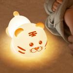 Cute Tiger Silicone Night Light LED Novelty Lamp 3 Level Dimmable Nursery