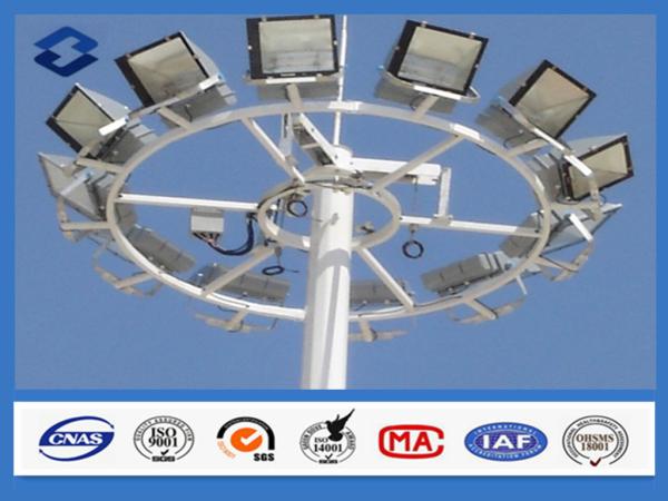 86um Galvanization industrial poles and masts Two Part 20m - 50m height sports