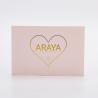 Buy cheap 15x10cm Customized Pink Paper Thank You Card With Gold Foil Logo from wholesalers