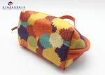 Fashion Lady Handbag Fabric Makeup Bag Orange Leather Handle Size 21X14X16cm
