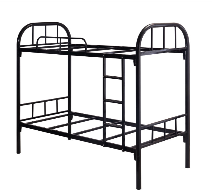OEM Metal Frame Twin Bunk Beds , Metal Double Decker Bed With Ladder Black