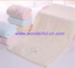 Custom blue and pink and yellow embroidered hand towels