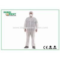 Buy cheap White Disposable Protective Coveralls With Hood And Feetcover By SMS PE product